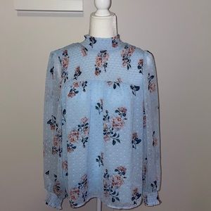 ✨Host Pick ✨ Maison d’ Amélie Smocked Light Blue Floral Blouse